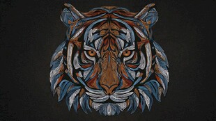 抽象风格老虎头部艺术插画