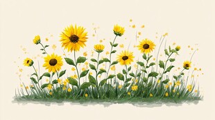 向日葵花丛插画