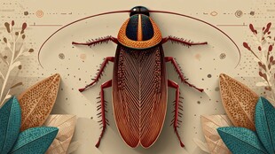 复古风绘制的精美大蟑螂