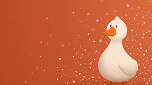 橙色背景上的可爱白鹅