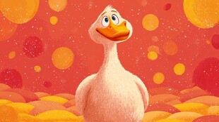 可爱萌鸭置身多彩场景中