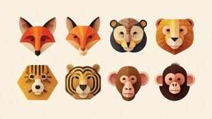 动物几何头像集合