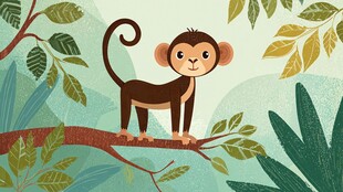 枝头小猴 丛林萌趣瞬间