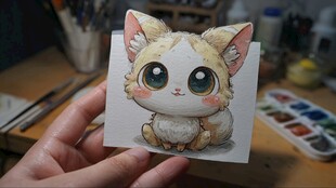 手绘超萌猫咪卡片