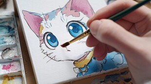 手绘可爱猫咪绘画过程