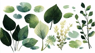 清新手绘风多样绿植集合