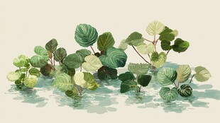 水面上的翠绿植物群落