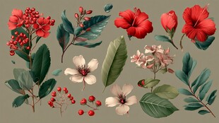 多彩花卉植物素材集合