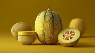 甜瓜与护肤品的创意组合