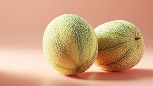 两个网纹甜瓜静物展示