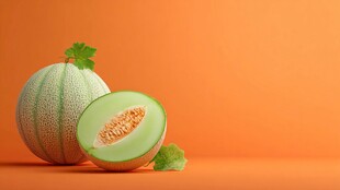 橙色背景上的美味甜瓜