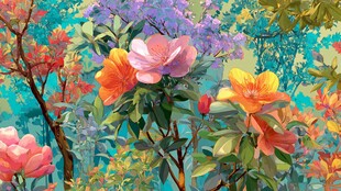 绚丽多彩花卉景观图