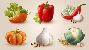 多彩新鲜蔬菜集合展示