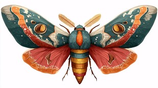 彩色斑斓飞蛾插画