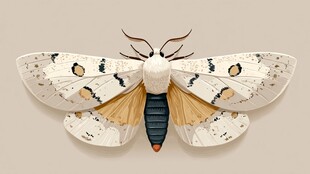 优雅白蛾插画展示独特纹理