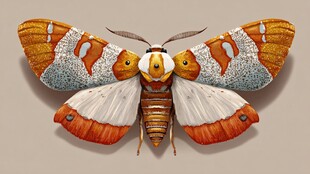 多彩斑纹飞蛾特写