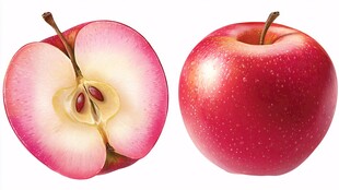 红苹果全貌与切面展示