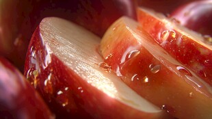 新鲜多汁的切片红苹果