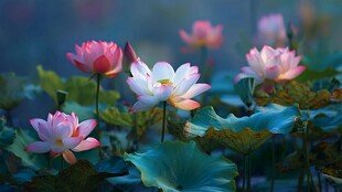 梦幻荷塘中的娇艳荷花