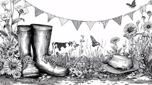 田园风雨靴与自然景致