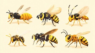 多样黄蜂插画