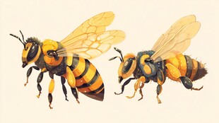 两只蜜蜂插画