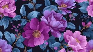 深紫花卉图案 浪漫且精美
