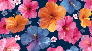 缤纷木槿花无缝图案