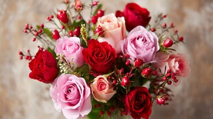 多彩玫瑰花卉精美花束