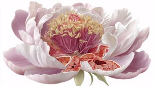 梦幻解剖风绽放的芍药花