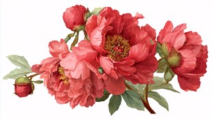 娇艳盛开的红牡丹花