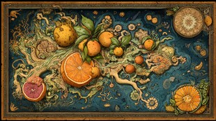 奇幻水果微观世界插画