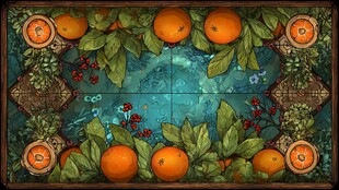 复古风柑橘主题装饰图案