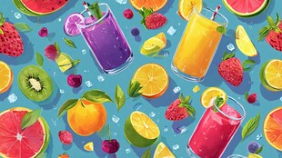 缤纷鲜果饮品插画