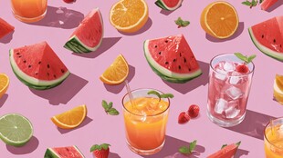缤纷夏日水果与清凉饮品