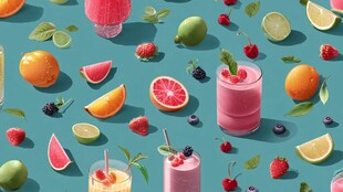 缤纷鲜果与美味饮品图案