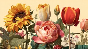 缤纷花卉插画 尽显自然之美