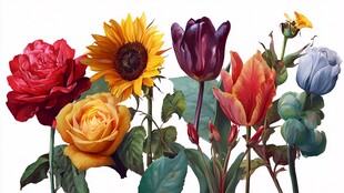 多彩花卉组合绽放美丽