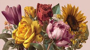 多彩鲜花组合绽放美丽