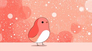 粉色小鸟站在梦幻背景中