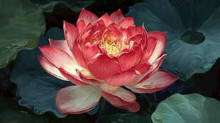 娇艳盛开的红莲花