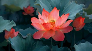 盛开的娇艳荷花