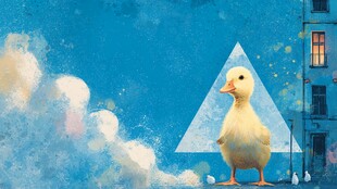 梦幻小鸭立于奇幻风景中