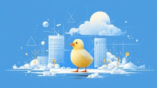 小黄鸭漫步奇幻城市云端