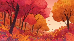 秋日绚烂枫林梦幻场景