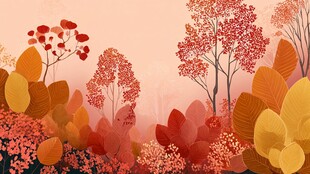 秋日缤纷树林风景图