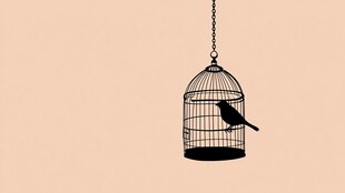 笼中鸟的孤独剪影