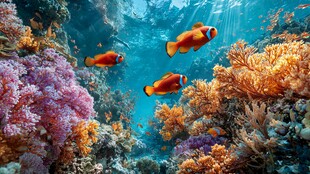 海底世界 小丑鱼与珊瑚