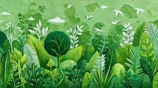 梦幻绿意丛林插画