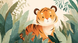 丛林中的可爱小老虎